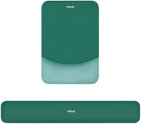 MOSISO Wrist Rest Support Mouse Pad & Keyboard Set, Peacock Green | Rectangular Ergonomic Mousepad, Non-Slip Base, Home/Office Pain Relief & Easy Typing, Neoprene Cloth & Raised Silicone Lining by MOSISO