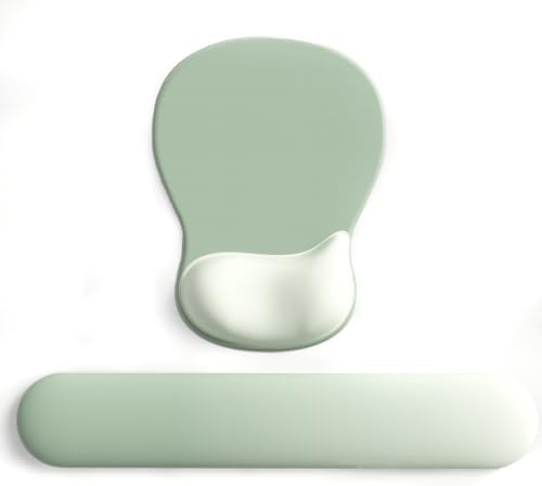 ErgoComfort Gel Wrist Rest Mouse Pad-Ergonomic Office Mousepad with Wrist Support-Non-Slip, Design Desk Accessories Mat for Home&Game Decor (09Minty Set) by DEMONCHEST
