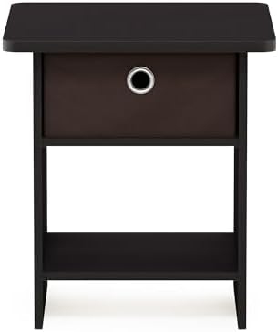 Furinno Dario End Table / Side Table / Night Stand / Bedside Table with Bin Drawer, 1-Pack, Dark Walnut - Image 6