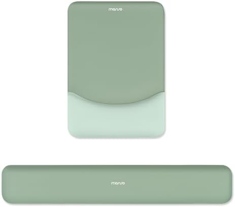 MOSISO Keyboard Wrist Rest & Mouse Pad with Wrist Rest, Green | Rectangular Ergonomic Mousepad, Non-Slip Base, Home/Office Pain Relief & Easy Typing, Neoprene Cloth & Raised Silicone Lining by MOSISO