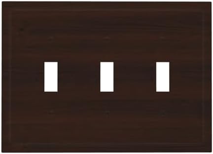 Decorative Light Switch Cover Plate Rustic Vintage Dark Brown Wood Grain 3 Gang Wall Plate Triple Toggle Switch Plate Covers 3 Hole Electrical Switchplate Dimmer Faceplate for Farmhouse Decor by JOOJIAO