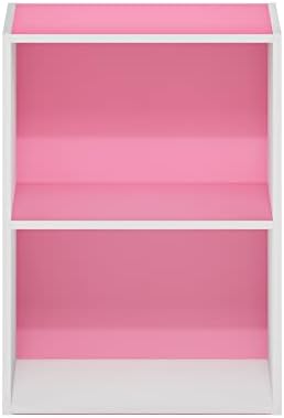 Furinno LUDER 2-Tier Book Shelf, Open Shelves Bookshelf, Pink/White - Image 6