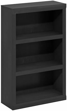 Furinno Rail Book Shelf, 3-Tier Bookshelf with Open Shelf, Bookcase with Classic Style Edges, 10 x 24.6 x 39, for Organization and Storage, for Living Room, Bedroom, Home Office, Blackwood - Image 6