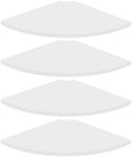 Homode Corner Floating Shelves, Set of 4 Round Corner Shelf Wall Mount with Cord Hole, 12 Inch Wood Curved Corner Hanging Shelf for Cable Box, Speaker, TV Cords, Books, Plants, White by Homode