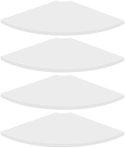 Homode Corner Floating Shelves, Set of 4 Round Corner Shelf Wall Mount with Cord Hole, 12 Inch Wood Curved Corner Hanging Shelf for Cable Box, Speaker, TV Cords, Books, Plants, White by Homode