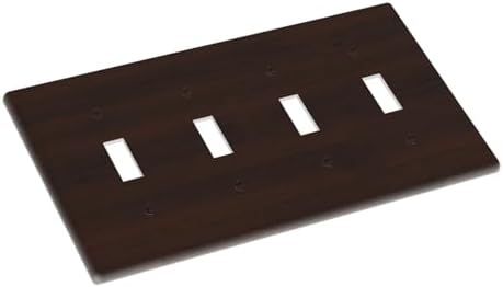 Decorative Switch Plate Covers Rustic Vintage Dark Brown Wood Grain 4 Gang Light Switch Cover Plate Quad Toggle Wall Plate 4 Hole Electrical Switchplatedimmer Faceplate for Farmhouse Decor - Image 3