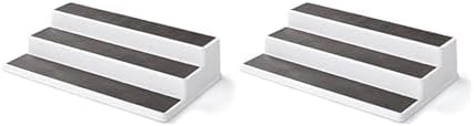 Copco 2555-0188 Non-Skid 3-Tier Spice Pantry Kitchen Cabinet Organizer, 15-Inch, White/Gray (Pack of 2) by Copco