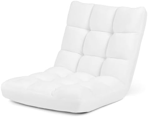 COSTWAY Floor Chair, Video Gaming Chairs with Back Support (White) by COSTWAY