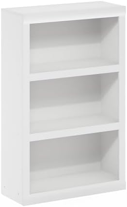 Furinno Rail Book Shelf, 3-Tier Bookshelf with Open Shelf, Bookcase with Classic Style Edges, 10 x 24.6 x 39, for Organization and Storage, for Living Room, Bedroom, Home Office, White - Image 6