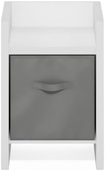 Furinno Viola Side Table, End Table with Storage Bin, White/Light Grey - Image 7