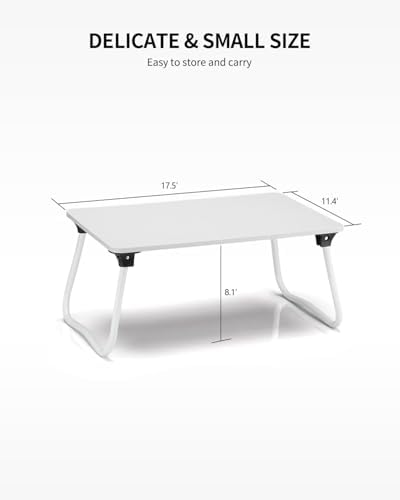 Ruxury Foldable Lap Desk Laptop Stand Bed Desk Table Tray, Breakfast Serving Tray, Portable & Lightweight Mini Table, Lap Tablet Desk for Sofa Couch Floor - White - Image 3