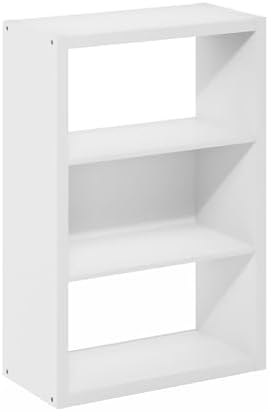 Furinno Viola Book Shelf, 3-Tier Bookshelf, Extra Thick Frame Bookcase with Open Shelf, Open Back Design, 11.3" x 23.2" x 35.9", for Living Room, Bedroom, Home Office, White - Image 5
