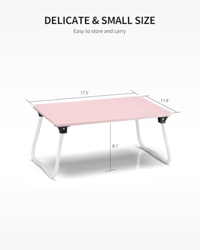 Ruxury Foldable Lap Desk Laptop Stand Bed Desk Table Tray, Breakfast Serving Tray, Portable & Lightweight Mini Table, Lap Tablet Desk for Sofa Couch Floor - Pink - Image 3