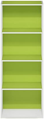 Furinno LUDER 4-Tier Book Shelf, Open Shelves Bookshelf, Green/White - Image 6