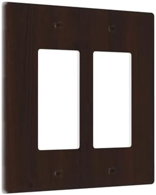Decorative Outlet Covers Rustic Vintage Dark Brown Wood Grain 2 Gang Light Switch Cover Plate Double Rocker Wall Plate Gfci Switch Plate Covers Plug Faceplate for Farmhouse Decor - Image 2