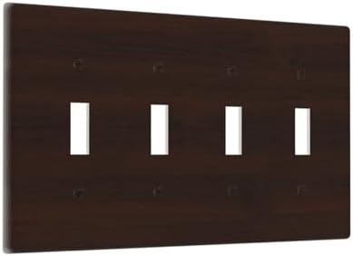 Decorative Switch Plate Covers Rustic Vintage Dark Brown Wood Grain 4 Gang Light Switch Cover Plate Quad Toggle Wall Plate 4 Hole Electrical Switchplatedimmer Faceplate for Farmhouse Decor - Image 2
