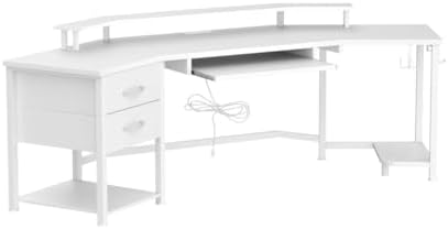 SEDETA 79" Gaming Desk with Fabric Drawers Storage, LED Light & Power Strip - Image 4