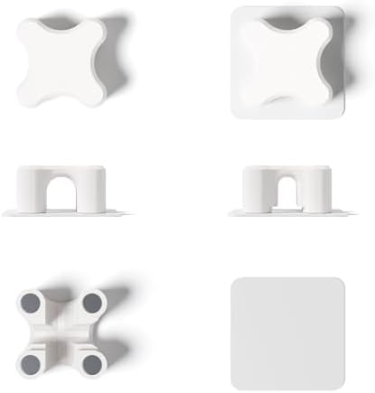 Magnetic Cable Organizer – Desktop Multipurpose Cord Keeper & Cable Management Clip for Home & Office (White Cross 10Pcs) - Image 3