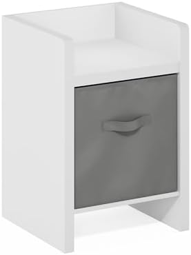 Furinno Viola Side Table, End Table with Storage Bin, White/Light Grey - Image 6