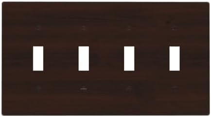 Decorative Switch Plate Covers Rustic Vintage Dark Brown Wood Grain 4 Gang Light Switch Cover Plate Quad Toggle Wall Plate 4 Hole Electrical Switchplatedimmer Faceplate for Farmhouse Decor by JOOJIAO