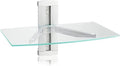 suptek Glass Floating Shelves, TV Wall Mount with Shelf for DVD Player / PS4 / Cable Boxes/Game Consoles/Sky Box/TV Accessories, Media Shelf, Flat Wall Mount Bracket, 1 Tier Shelf, Silver by suptek