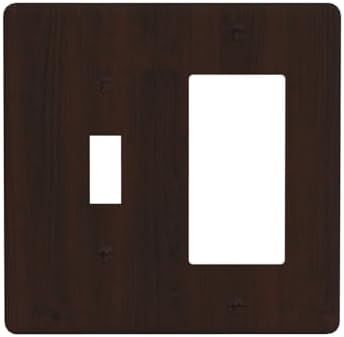 Decorative Outlet Covers Rustic Vintage Dark Brown Wood Grain 2-Gang Combo Light Switch Cover Plate Single Toggle/Rocker Wall Plate Plug Switch Plate Covers for Farmhouse Decor by JOOJIAO