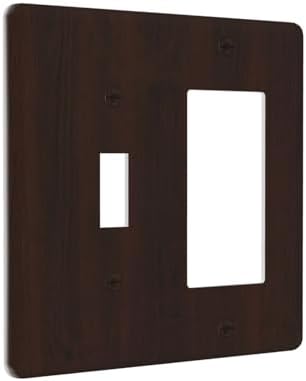 Decorative Outlet Covers Rustic Vintage Dark Brown Wood Grain 2-Gang Combo Light Switch Cover Plate Single Toggle/Rocker Wall Plate Plug Switch Plate Covers for Farmhouse Decor - Image 2