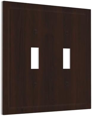 Decorative Light Switch Cover Plate Rustic Vintage Dark Brown Wood Grain 2 Gang Switch Plate Covers Double Toggle Wall Plate Dual Device Electrical Switchplate Dimmer Faceplate Farmhouse - Image 2
