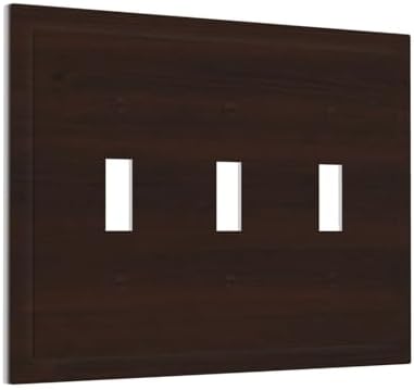 Decorative Light Switch Cover Plate Rustic Vintage Dark Brown Wood Grain 3 Gang Wall Plate Triple Toggle Switch Plate Covers 3 Hole Electrical Switchplate Dimmer Faceplate for Farmhouse Decor - Image 2