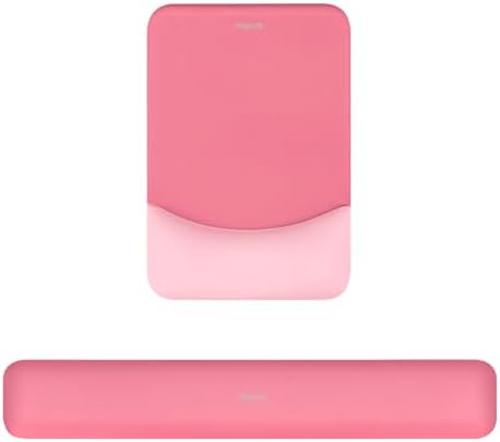 MOSISO Wrist Rest Support Mouse Pad & Keyboard Set, Melon Pink | Rectangular Ergonomic Mousepad, Non-Slip Base, Home/Office Pain Relief & Easy Typing, Neoprene Cloth & Raised Silicone Lining by MOSISO