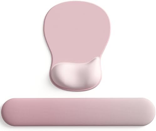 ErgoComfort Gel Wrist Rest Mouse Pad-Ergonomic Office Mousepad with Wrist Support-Non-Slip, Design Desk Accessories Mat for Home&Game Decor (09PinkSerenity Set) by DEMONCHEST