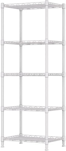 REGILLER 5-Wire Shelving Metal Storage Rack Adjustable Shelves,Standing Storage Shelf Units for Laundry Bathroom Kitchen Pantry Closet(White,11.8" D x 16.6" W x 53.5" H) by REGILLER