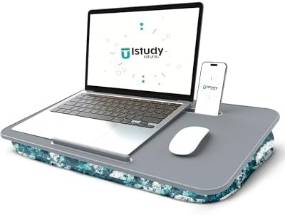 Lap Desk – Laptop Lap Desk with Cushion for Bed, Couch or Floor, Fits up to 17" Laptop, Built-in Slot, Non-Slip PVC Leather Top, Portable & Lightweight – Home Office, Istudyniture (Large, Waves) by Istudyniture