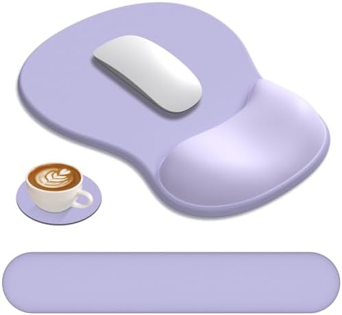 AKIT Ergonomic Mouse Pad and Keyboard Wrist Rest Set,Memory Foam,Purple | 3-in-1 Set Includes Mouse Pad and Keyboard Wrist Rest Memory Foam for Comfort Non-slip Base Suitable for Home Office Gaming by AKITHomeGarden