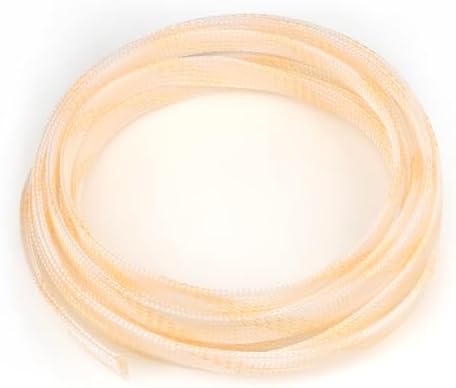 Braided Cable Sleeve, 16.4ft Expandable Mesh Cable Management Sleeve, Wear-Resistant Cord Protectors from Pets No Chew Flexible Wire Sleeving for Audio Video (Transparent and Gold, 1/4") by ConveniencetoYourLife