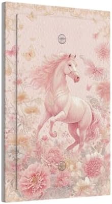 Decorative Light Switch Cover Plate Fantastical Pink Horse and Flowers 1 Gang No Device Single Blank Outlet Covers Wall Plate Switchplate Covers Dimmer Faceplate for Bedroom Decor - Image 2