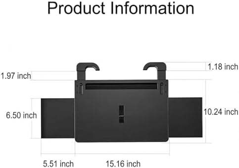 Car Back Seat Tray Table with Expandable Tray - 2-Sided Car Desk for Kids & Adults, Extra Wide & Sturdy Headrest Mount with Non-Slip Pad, Tablet/Laptop Holder for Road Trip(Carbon fiber front panel) - Image 2