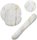 White Gold Flowing Marble Mouse Pad with Wrist Rest and Keyboard Wrist Rest Set, Non-Slip Rubber Base Memory Foam Mouse Pad Set for Women, Office Desk Accessories, Gaming by Unknown