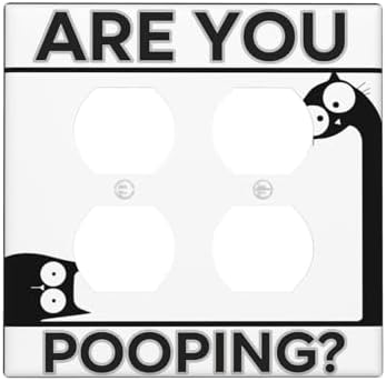 Decorative Switch Plate Covers Funny Bathroom Art with Are You Pooping 2-Gang Duplex Light Switch Covers Gfci Wall Plate Electrical Receptacle Switchplate Plug Faceplate for Country Decor by JOOJIAO
