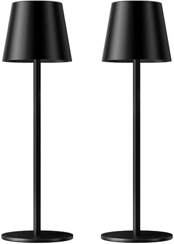 Kakanuo Cordless Table Lamp Rechargeable Black - KK 2 Pack 5000mAH Battery Operated Lamp for Counter, 3 Color Stepless Dimming Wireless Lamp for Dining Kitchen, Outdoor Patio, Touch Control by KakanuoLightings