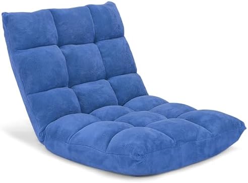 Moccha 14-Position Floor Sofa, Folding Sofa Chair with Back Support, Memory Foam Floor Gaming Chairs for Adults, Adjustable Padded Couch Recliner, Chaise Lounge for Reading, Meditating (Blue) by LDAILY