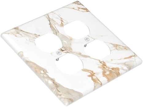 Decorative Switch Plate Covers Abstract Luxury White Gold Marble 2-Gang Duplex Light Switch Covers Gfci Wall Plate Electrical Receptacle Switchplate Plug Faceplate for Bedroom Decor - Image 3