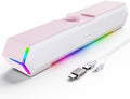 LENRUE G11 Computer Speakers for Desktop, Touch Lights PC Speakers with Surge Clear Sound, USB C/USB Powered, AUX Audio for Computer Desktop PC Laptop Desk (Light Pink) by LENRUE