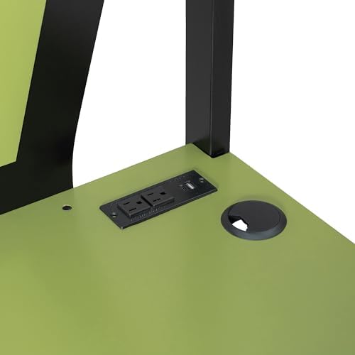 Merax Full Over Full Gaming Bunk Bed Frame with Side-Mounted Oversized Desk, USB Charging Ports & Cable Grommet & Light, Cool Design Heavy-Duty Esports Loft Bed Frame, Green - Image 6