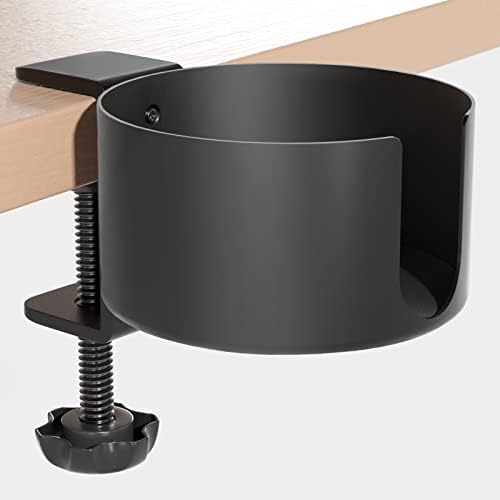 Desk Cup Holder, OOKUU Anti-Spill Cup Holder for Desk or Table, Sturdy and Durable Desk Accessories, Easy to Install, Enough to Hold Coffee Mups, Water Bottles, Gaming PC Office Accessories, Black by OOKUU