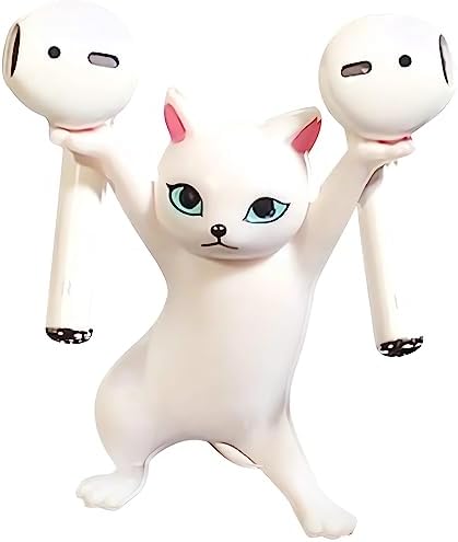 ATHAND Single White Cat Earbud Holder Stand for AirPods 1/2/3/Pro by ATHAND