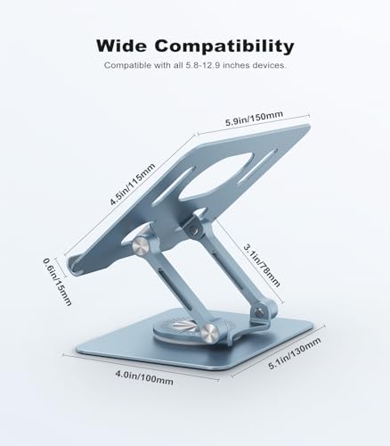 Orlian Tablet Stand Adjustable with 360° Swivel Base Aluminum Tablet Stand Holder for iPad/Samsung/iPad Pro Air Mini/Galaxy/Switch, Blue - Image 6