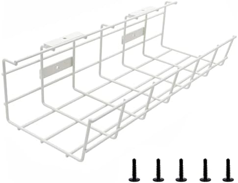 Under Desk Cable Management- 1 Pack Cord Organizer. Metal Wire Cable Management Tray for Office, Studio and Home. Super Sturdy Under Table Cable Management - White Cable Organizer by Coyacool