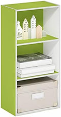 Furinno LUDER 3-Tier Book Shelf, Open Shelves Bookshelf, Green/White by Furinno-FitsYourSpaceFitsYourBudget