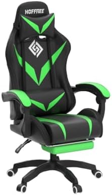 Gaming Chair with Bluetooth Speakers RGB LED Lights Computer Chair-Green | Ergonomic Massage Game Chair with Footrest & Lumbar Support High Back Video Game Chair for Adults Racing Style - Image 4